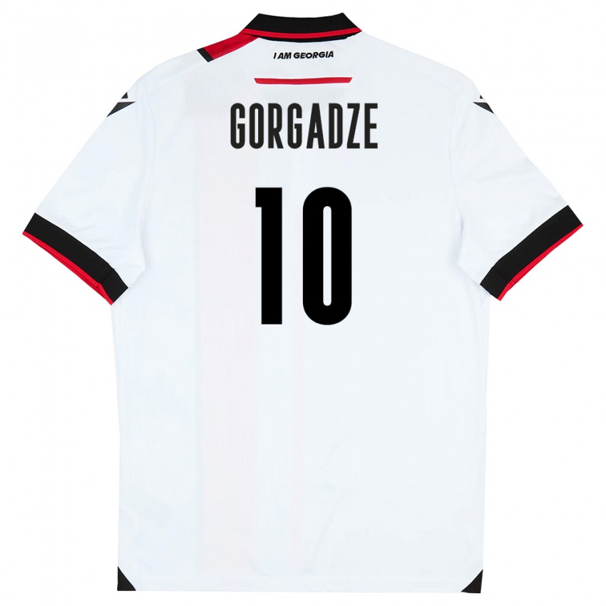 ילדים גאורגיה Giorgi Gorgadze #10 לבן שחור אדום ג'רזי ביתית 26-28 חולצה קצרה