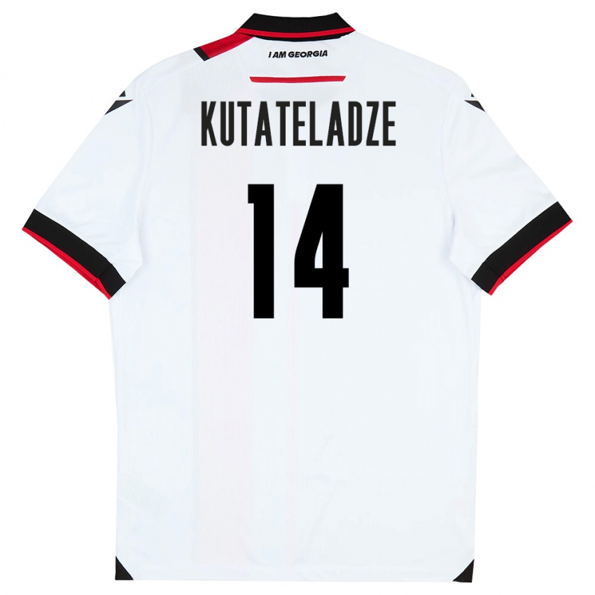 ילדים גאורגיה Alexandre Kutateladze #14 לבן שחור אדום ג'רזי ביתית 26-28 חולצה קצרה