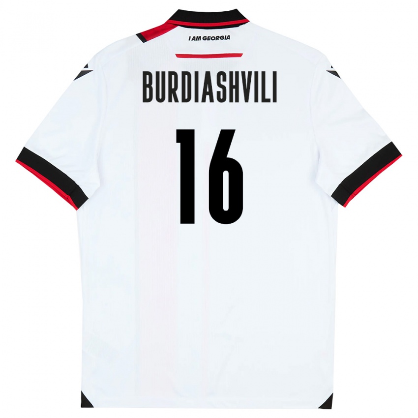 ילדים גאורגיה Beka Burdiashvili #16 לבן שחור אדום ג'רזי ביתית 26-28 חולצה קצרה