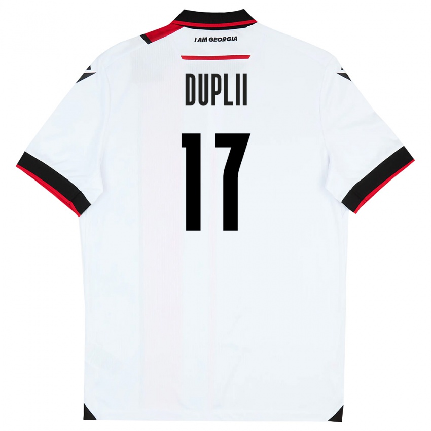 ילדים גאורגיה Daniil Duplii #17 לבן שחור אדום ג'רזי ביתית 26-28 חולצה קצרה