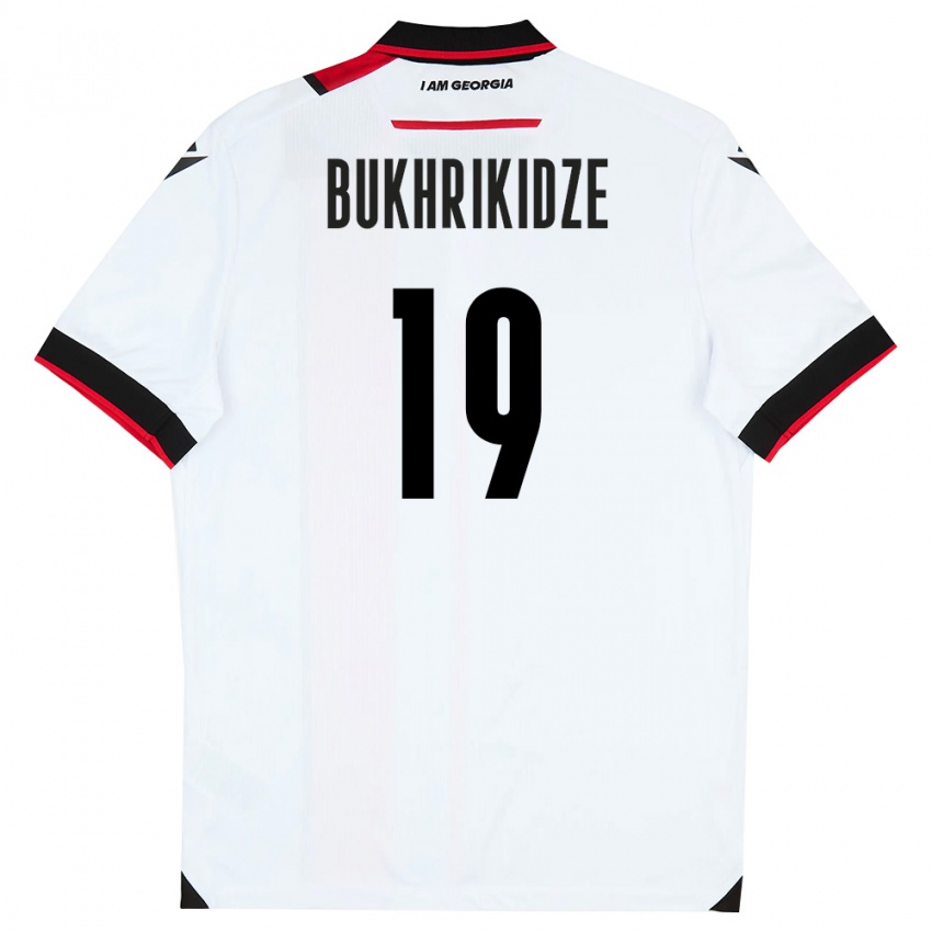 ילדים גאורגיה Nino Bukhrikidze #19 לבן שחור אדום ג'רזי ביתית 26-28 חולצה קצרה