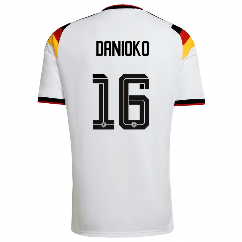 ילדים גרמניה Leeron Danioko #16 לבן שחור אדום ג'רזי ביתית 26-28 חולצה קצרה