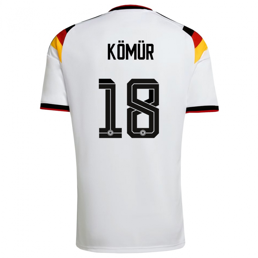 ילדים גרמניה Mert Kömür #18 לבן שחור אדום ג'רזי ביתית 26-28 חולצה קצרה