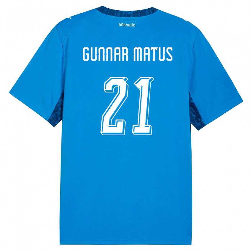 ילדים אִיסלַנד Aron Gunnar Matus #21 כחול כהה ג'רזי ביתית 26-28 חולצה קצרה