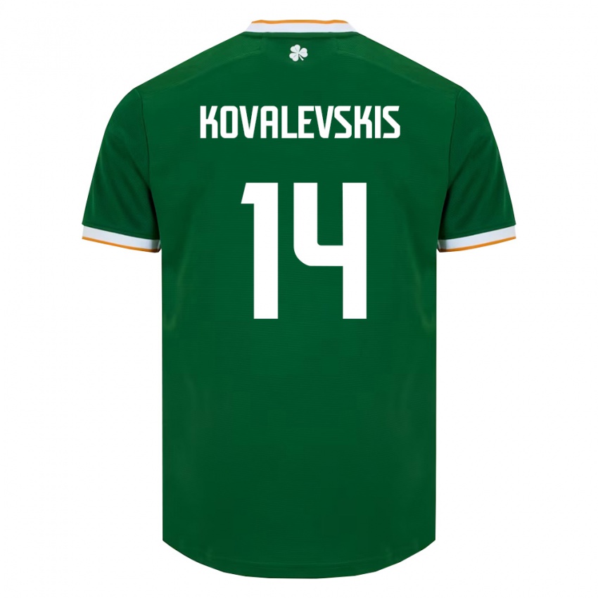 ילדים אירלנד Max Kovalevskis #14 ירוק כהה לבן ג'רזי ביתית 26-28 חולצה קצרה