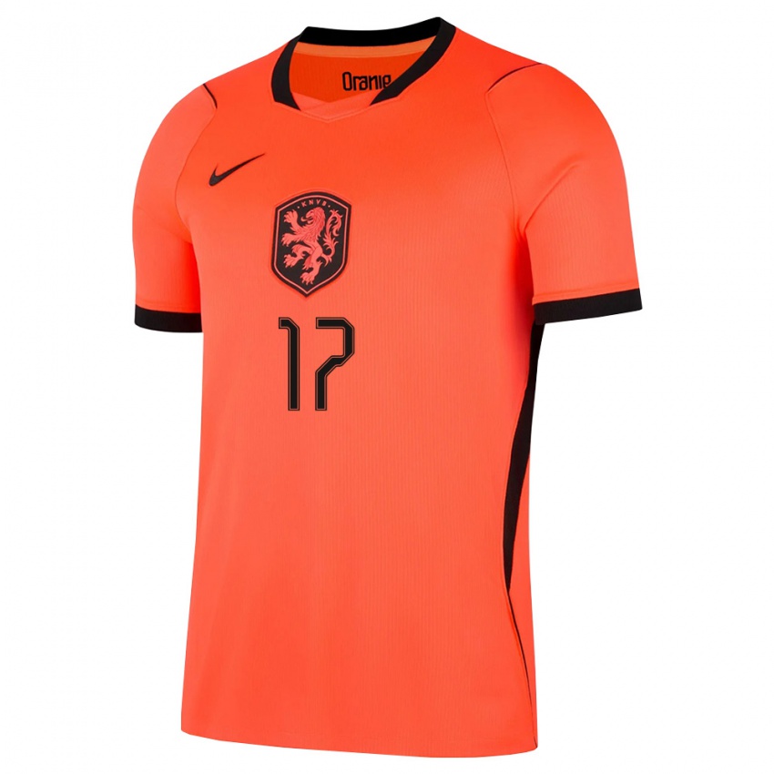 ילדים הולנד נואה לאנג #17 כתום שחור ג'רזי ביתית 26-28 חולצה קצרה