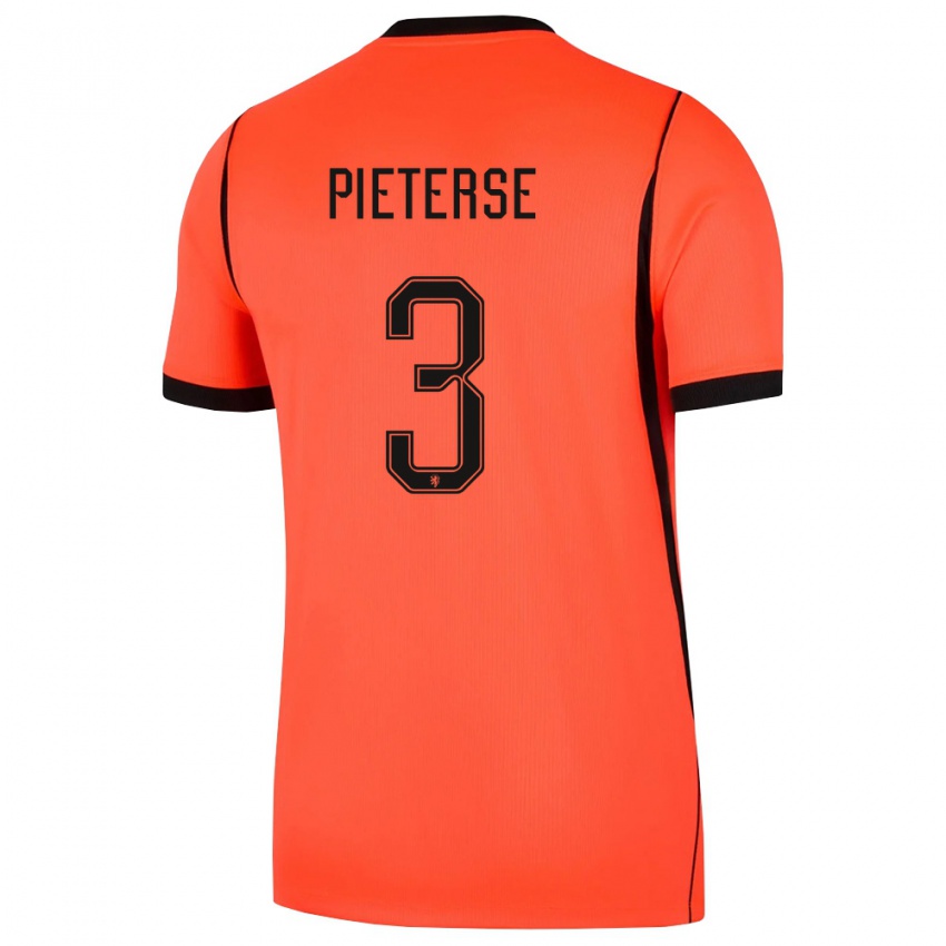 ילדים הולנד Mika Pieterse #3 כתום שחור ג'רזי ביתית 26-28 חולצה קצרה