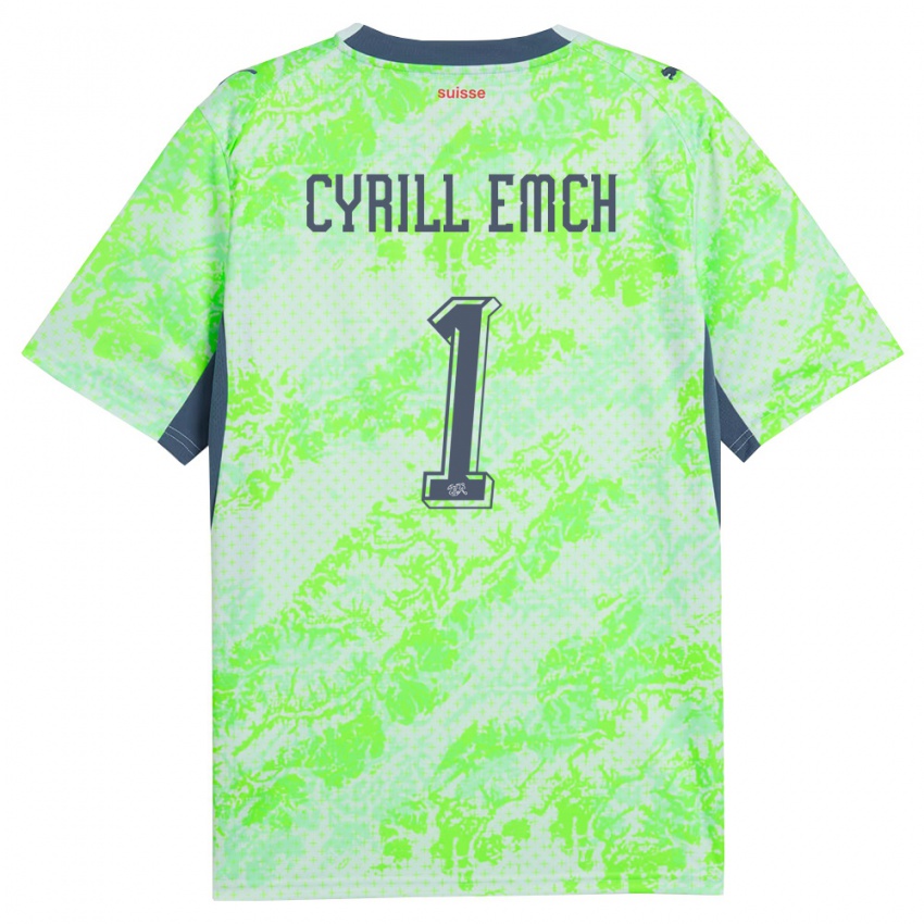ילדים שווייץ Cyrill Emch #1 ירוק כהה הרחק ג'רזי 26-28 חולצה קצרה