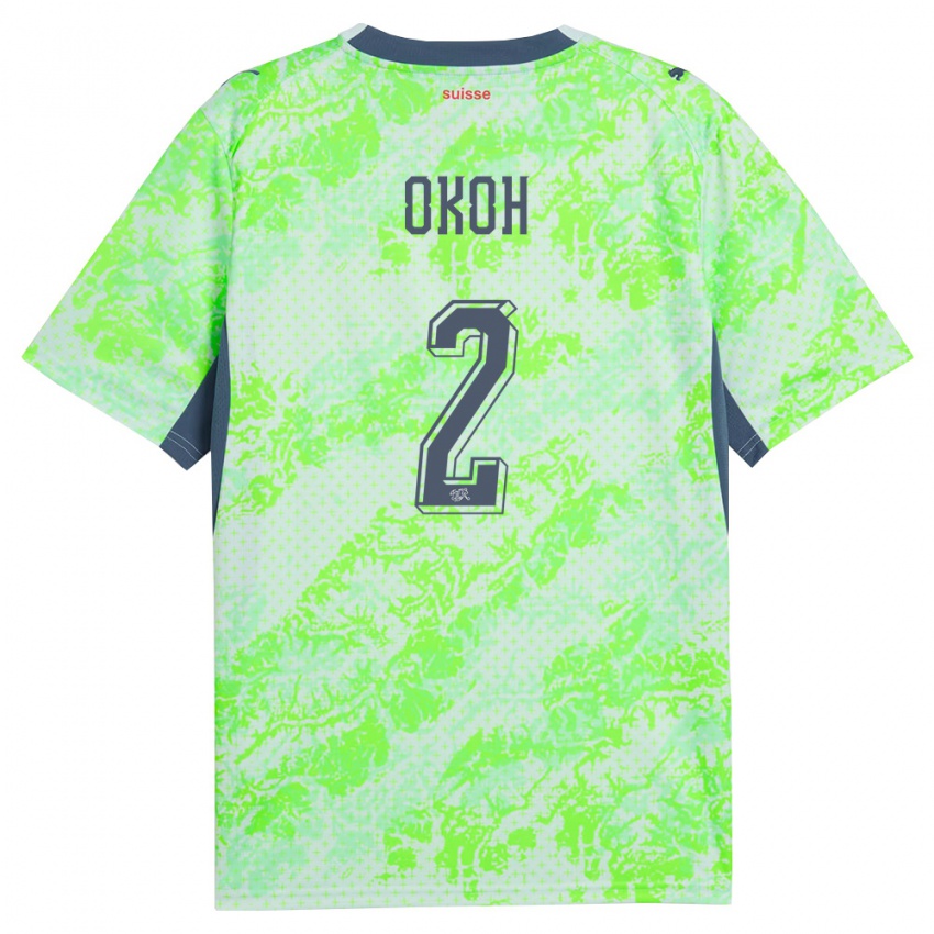 ילדים שווייץ Darren Okoh #2 ירוק כהה הרחק ג'רזי 26-28 חולצה קצרה