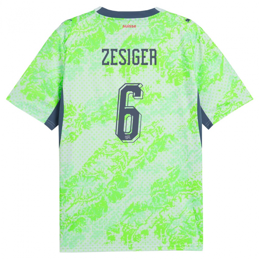 ילדים שווייץ Navin Zesiger #6 ירוק כהה הרחק ג'רזי 26-28 חולצה קצרה