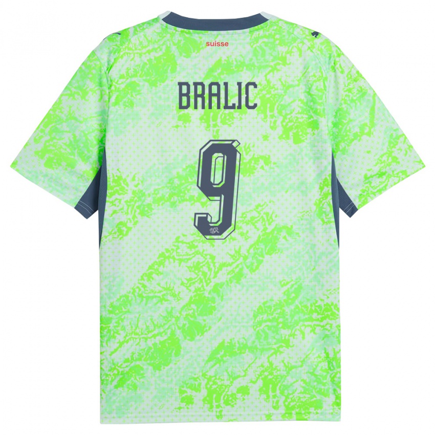 ילדים שווייץ Josip Bralic #9 ירוק כהה הרחק ג'רזי 26-28 חולצה קצרה