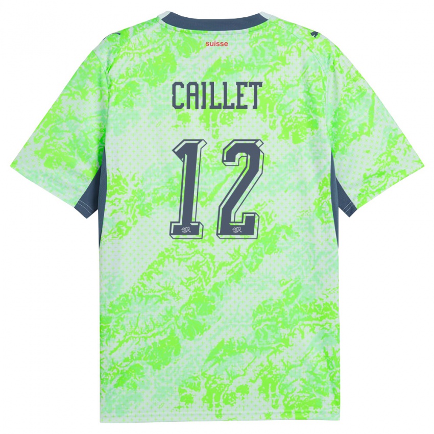 ילדים שווייץ Simon Caillet #12 ירוק כהה הרחק ג'רזי 26-28 חולצה קצרה