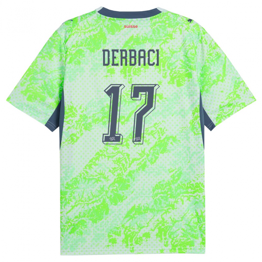 ילדים שווייץ Dorian Derbaci #17 ירוק כהה הרחק ג'רזי 26-28 חולצה קצרה