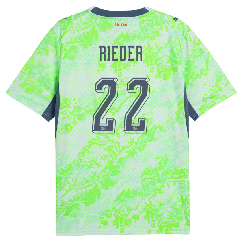 ילדים שווייץ פביאן רידר #22 ירוק כהה הרחק ג'רזי 26-28 חולצה קצרה