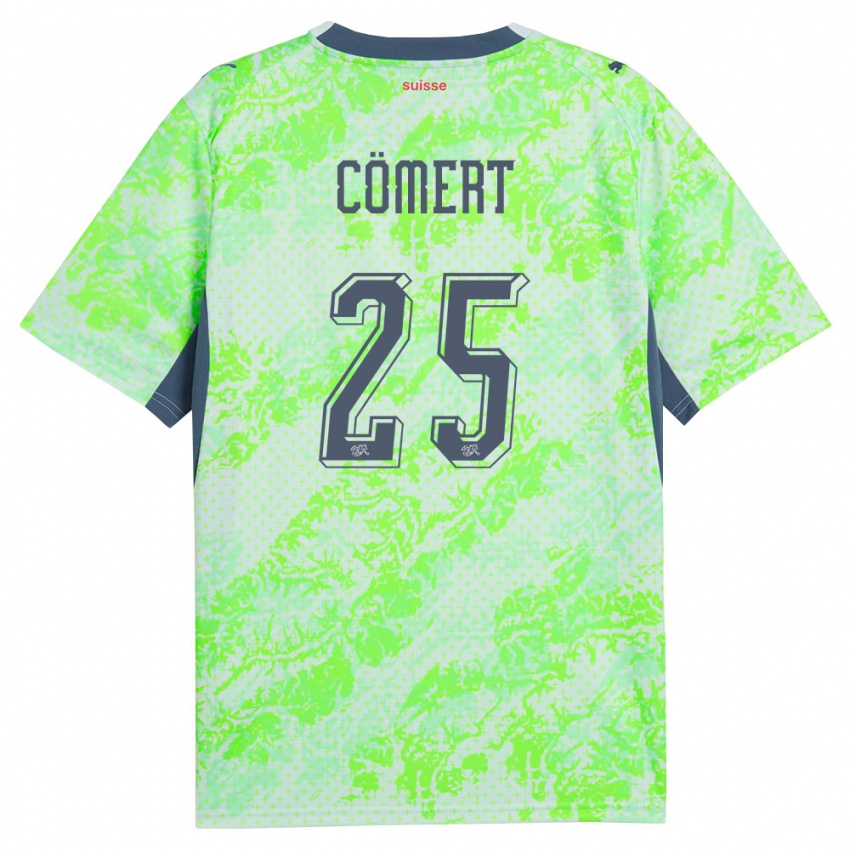 ילדים שווייץ ארווין קומארט #25 ירוק כהה הרחק ג'רזי 26-28 חולצה קצרה