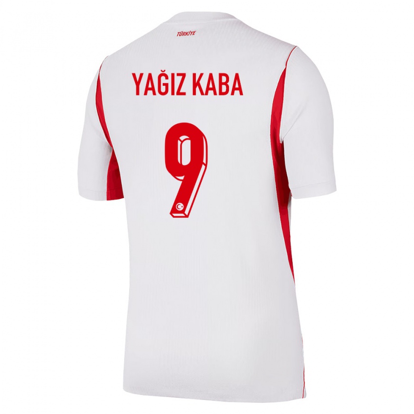 ילדים טורקיה Umut Yağız Kaba #9 לבן בורדו אדום הרחק ג'רזי 26-28 חולצה קצרה