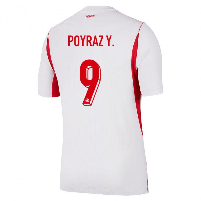 ילדים טורקיה Poyraz Yıldırım #9 לבן בורדו אדום הרחק ג'רזי 26-28 חולצה קצרה