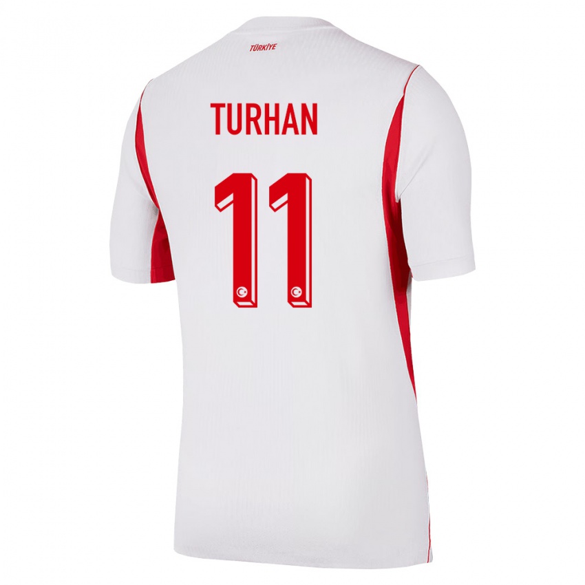 ילדים טורקיה Tuğra Turhan #11 לבן בורדו אדום הרחק ג'רזי 26-28 חולצה קצרה