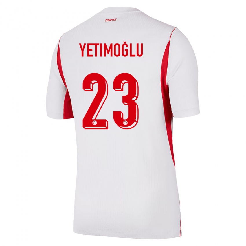 ילדים טורקיה Yiğit Yetimoğlu #23 לבן בורדו אדום הרחק ג'רזי 26-28 חולצה קצרה