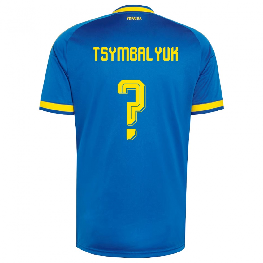 ילדים אוקראינה Maksym Tsymbalyuk #0 כחול צהוב כהה הרחק ג'רזי 26-28 חולצה קצרה
