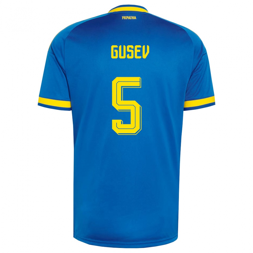 ילדים אוקראינה Oleksiy Gusev #5 כחול צהוב כהה הרחק ג'רזי 26-28 חולצה קצרה