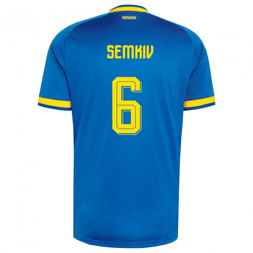 ילדים אוקראינה Dayana Semkiv #6 כחול צהוב כהה הרחק ג'רזי 26-28 חולצה קצרה