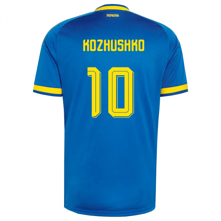 ילדים אוקראינה Yaroslav Kozhushko #10 כחול צהוב כהה הרחק ג'רזי 26-28 חולצה קצרה