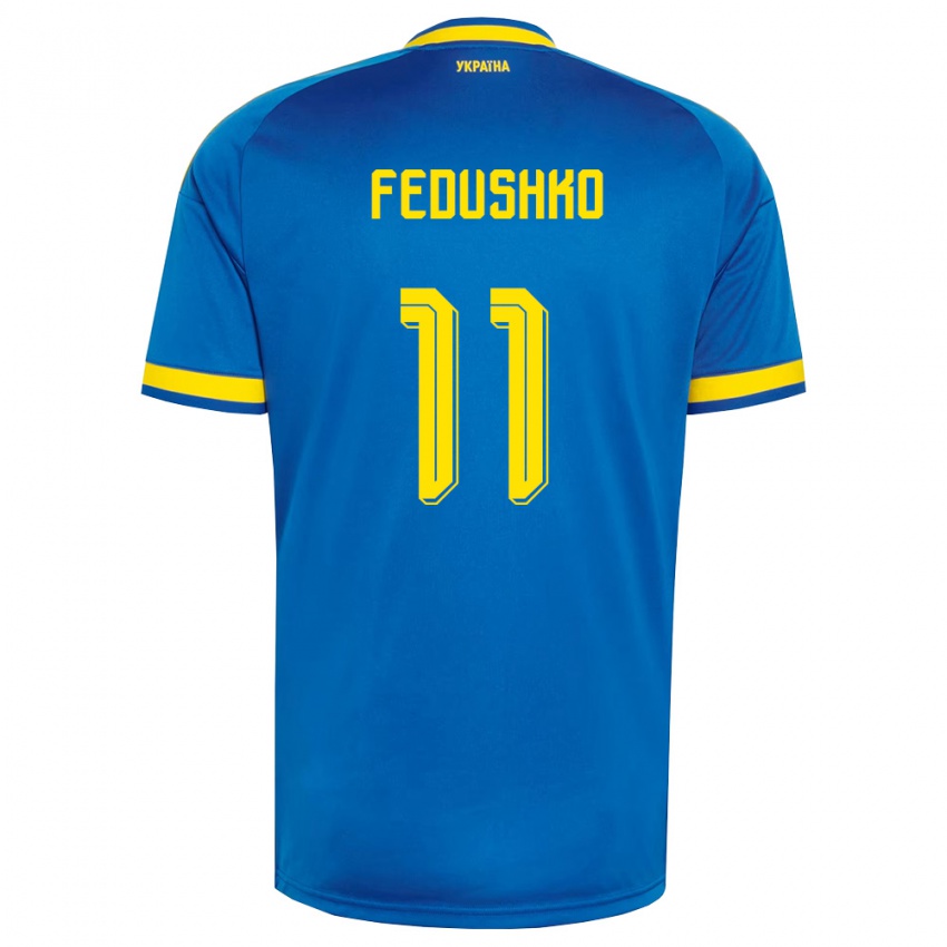 ילדים אוקראינה Artem Fedushko #11 כחול צהוב כהה הרחק ג'רזי 26-28 חולצה קצרה