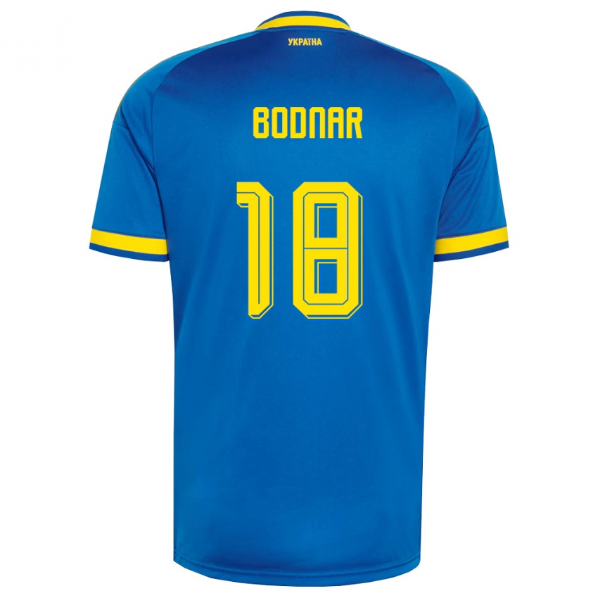 ילדים אוקראינה Matviy Bodnar #18 כחול צהוב כהה הרחק ג'רזי 26-28 חולצה קצרה