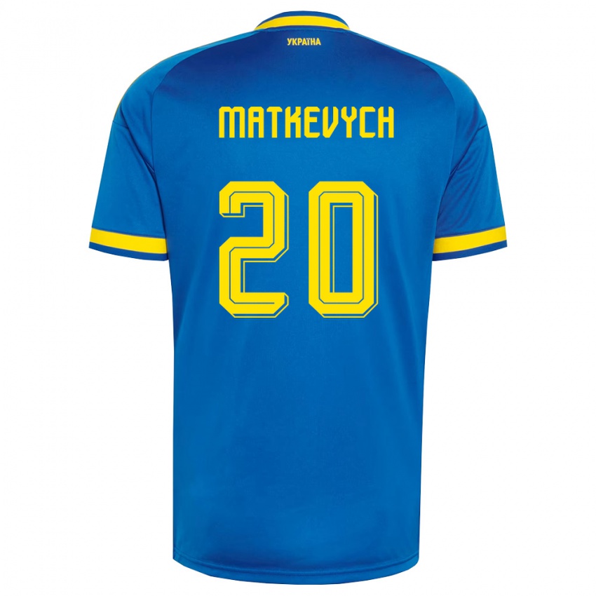 ילדים אוקראינה Andriy Matkevych #20 כחול צהוב כהה הרחק ג'רזי 26-28 חולצה קצרה