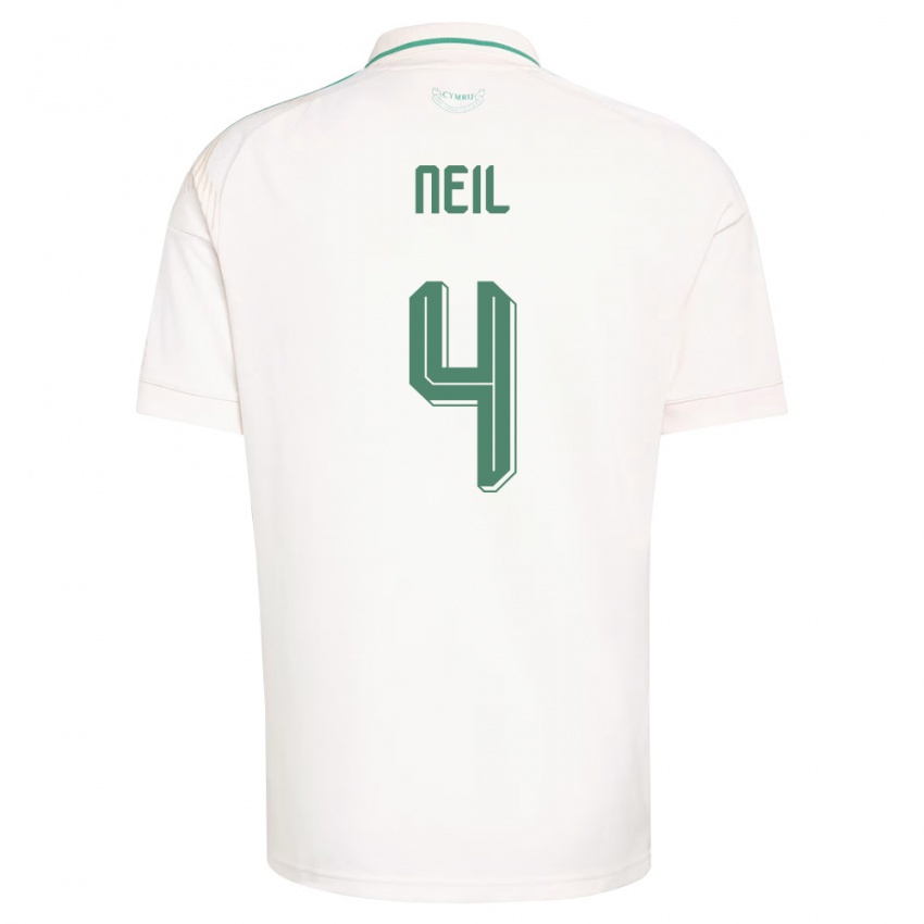 ילדים ויילס Marlie Neil #4 לבן חום ירוק הרחק ג'רזי 26-28 חולצה קצרה