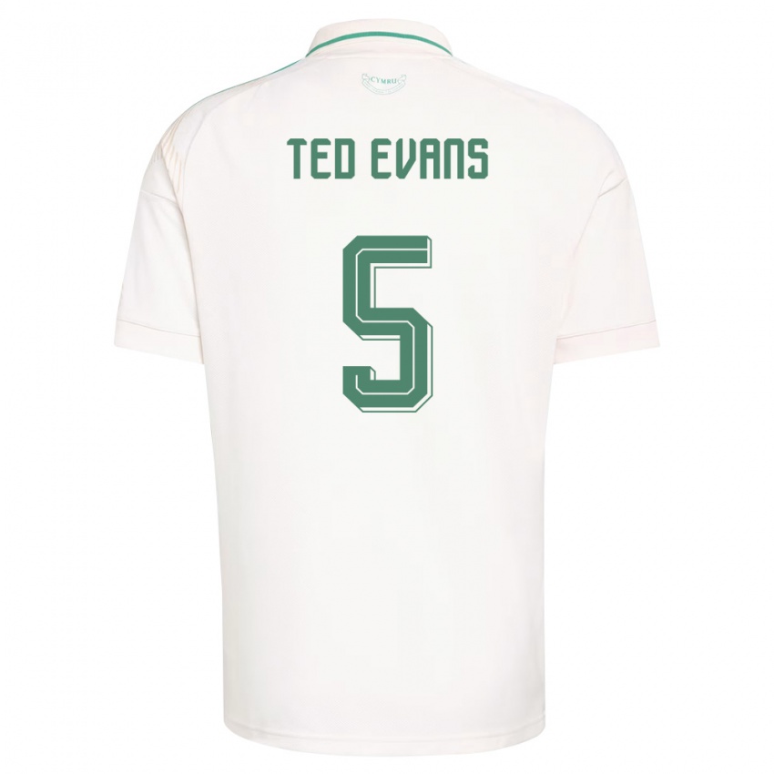 ילדים ויילס Ted Evans #5 לבן חום ירוק הרחק ג'רזי 26-28 חולצה קצרה