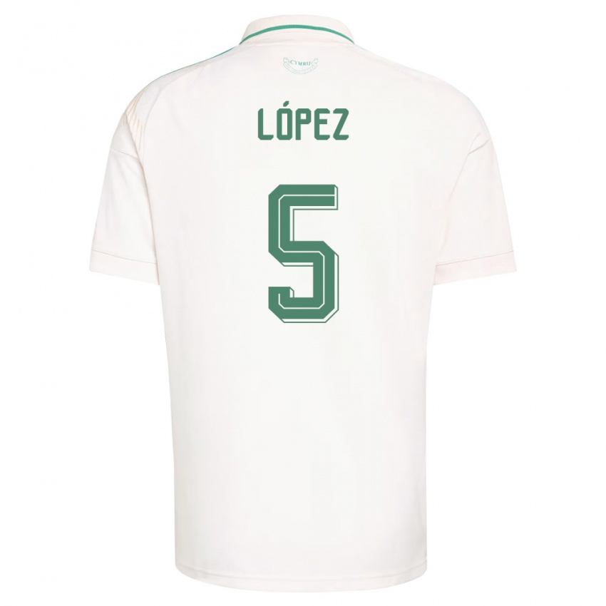 ילדים ויילס Pablo López #5 לבן חום ירוק הרחק ג'רזי 26-28 חולצה קצרה