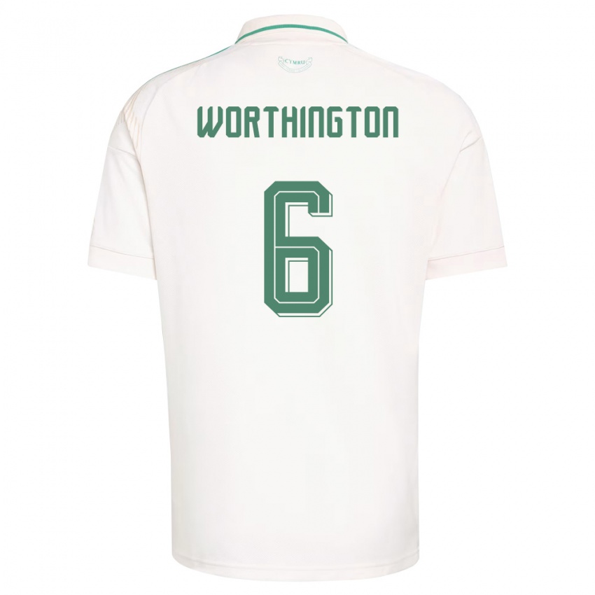ילדים ויילס Jacob Worthington #6 לבן חום ירוק הרחק ג'רזי 26-28 חולצה קצרה