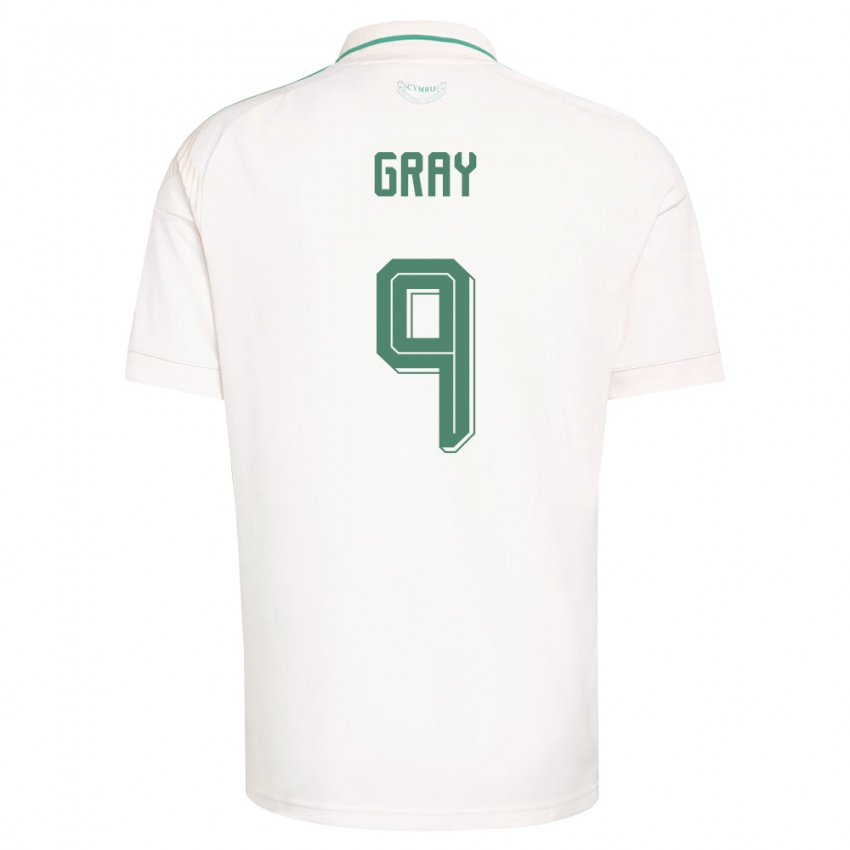 ילדים ויילס Harvey Gray #9 לבן חום ירוק הרחק ג'רזי 26-28 חולצה קצרה