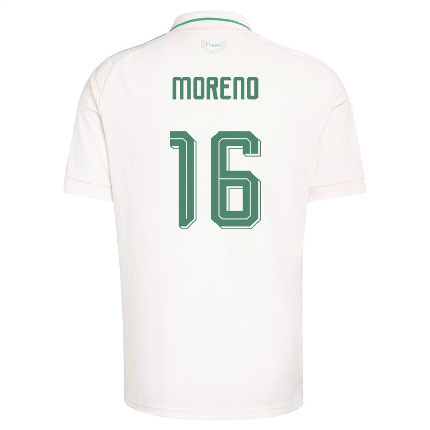 ילדים ויילס Paul Moreno #16 לבן חום ירוק הרחק ג'רזי 26-28 חולצה קצרה