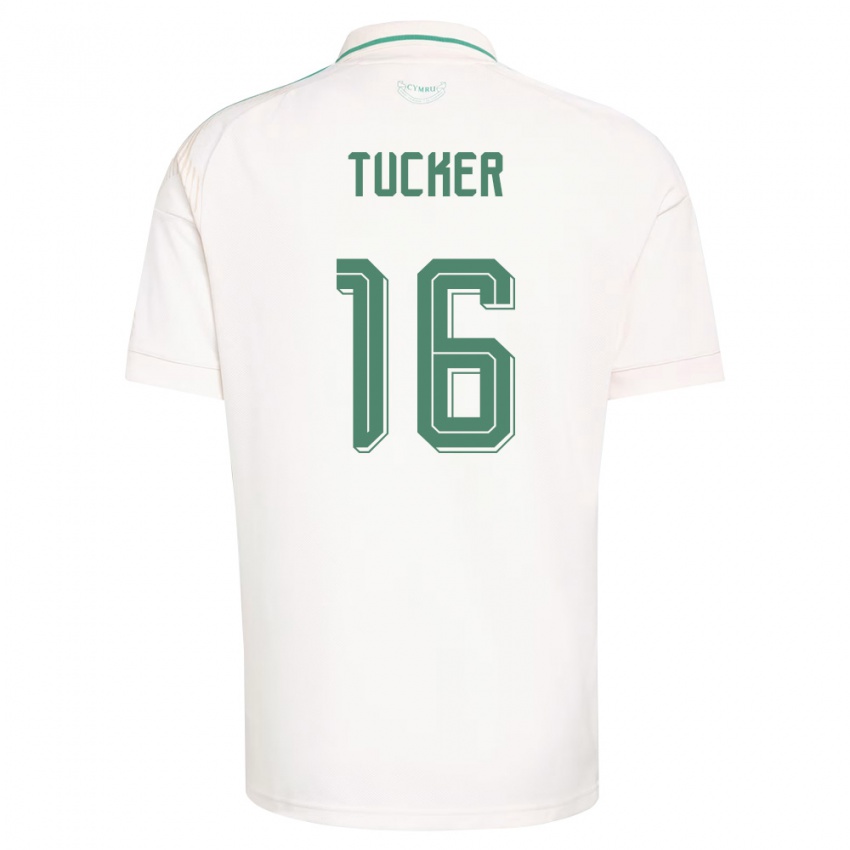 ילדים ויילס Ali Tucker #16 לבן חום ירוק הרחק ג'רזי 26-28 חולצה קצרה