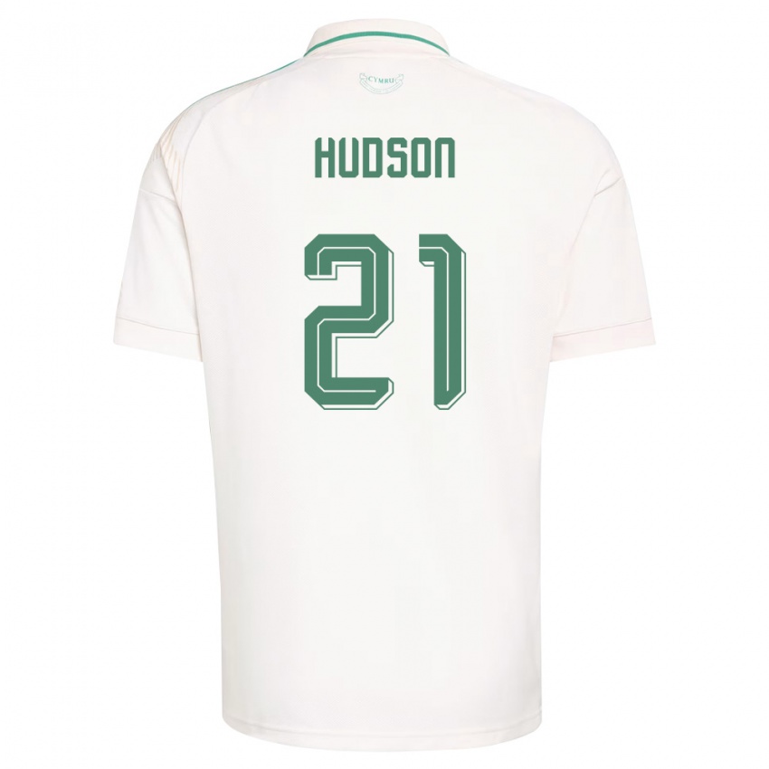 ילדים ויילס Max Hudson #21 לבן חום ירוק הרחק ג'רזי 26-28 חולצה קצרה