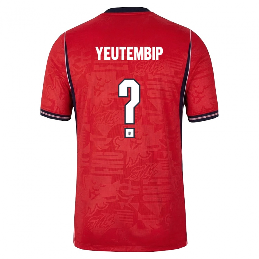 ילדים אנגליה Les Yeutembip #0 אדום כהה לבן הרחק ג'רזי 26-28 חולצה קצרה