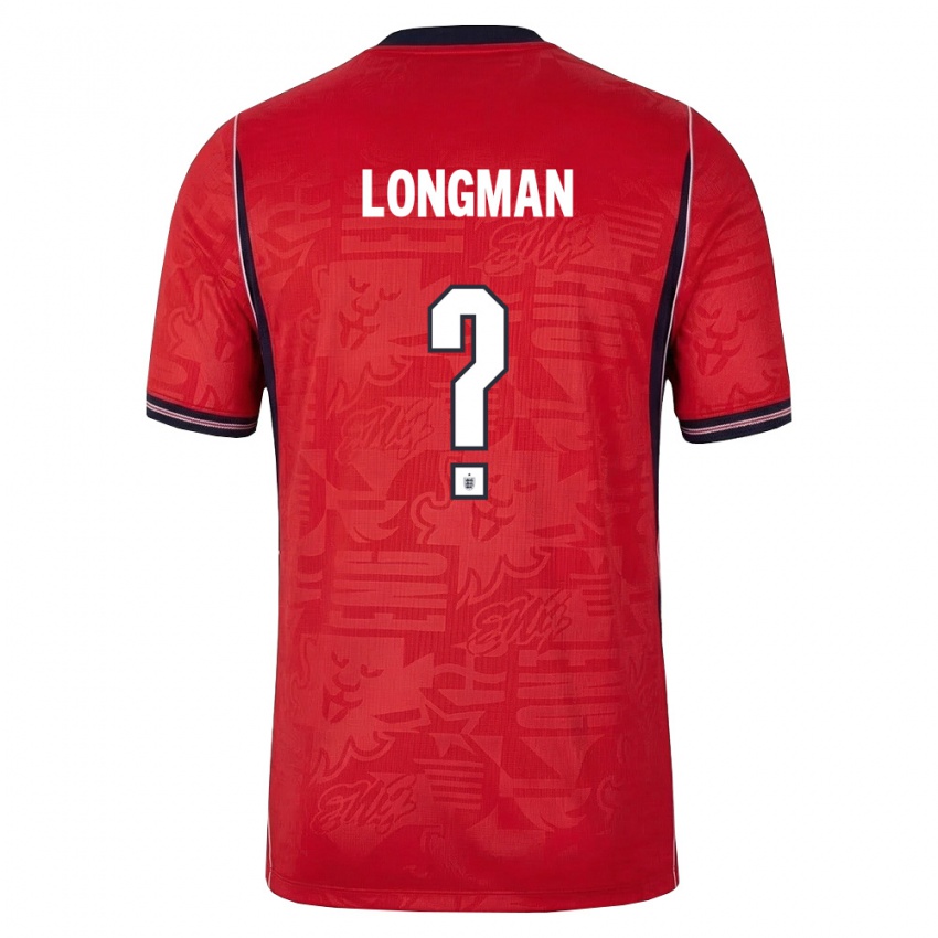 ילדים אנגליה Jude Longman #0 אדום כהה לבן הרחק ג'רזי 26-28 חולצה קצרה