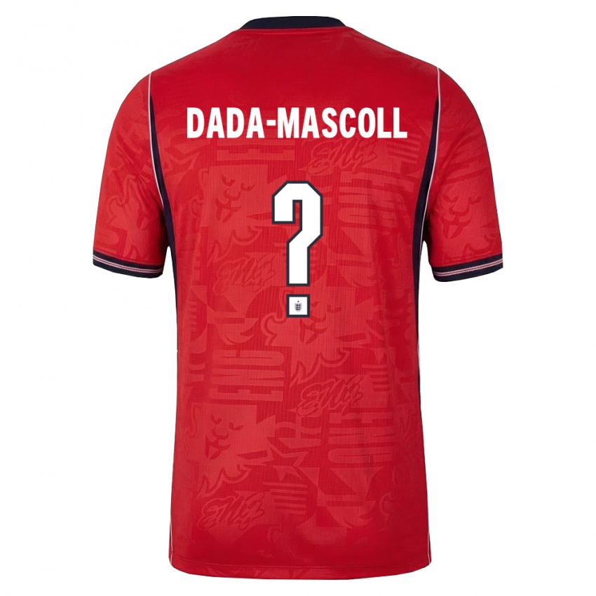 ילדים אנגליה אייזיאה דאדא-מאסקול #0 אדום כהה לבן הרחק ג'רזי 26-28 חולצה קצרה