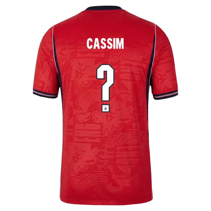 ילדים אנגליה Karim Cassim #0 אדום כהה לבן הרחק ג'רזי 26-28 חולצה קצרה