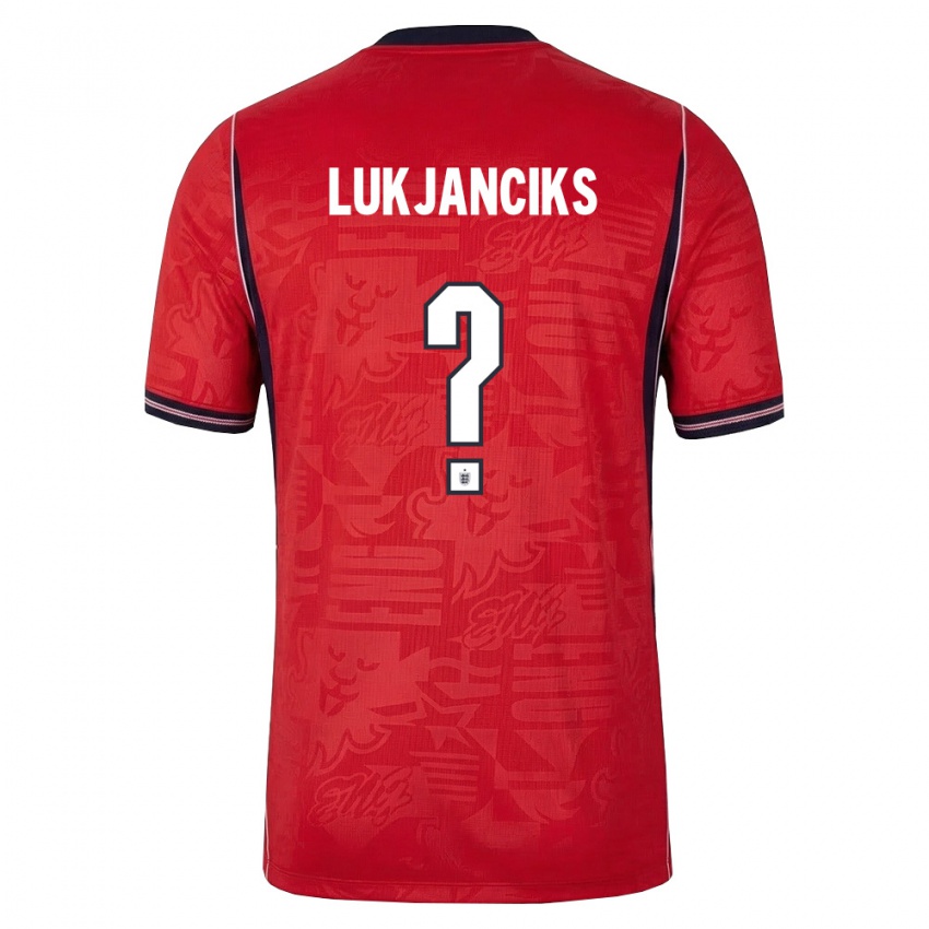 ילדים אנגליה Douglass Lukjanciks #0 אדום כהה לבן הרחק ג'רזי 26-28 חולצה קצרה