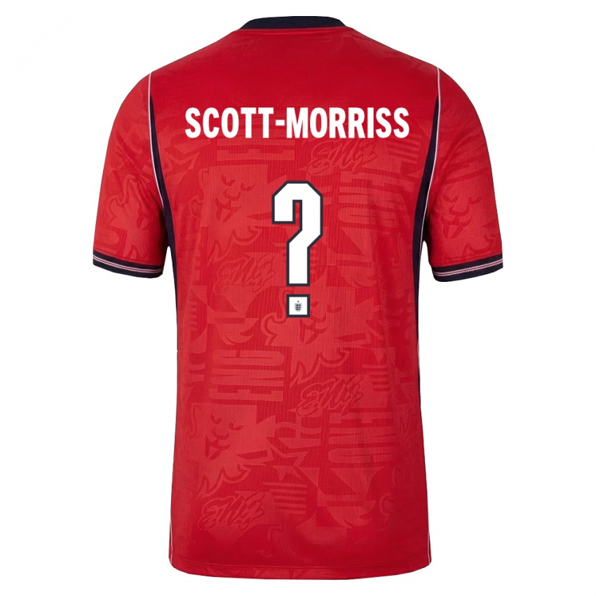 ילדים אנגליה גאס סקוט-מוריס #0 אדום כהה לבן הרחק ג'רזי 26-28 חולצה קצרה