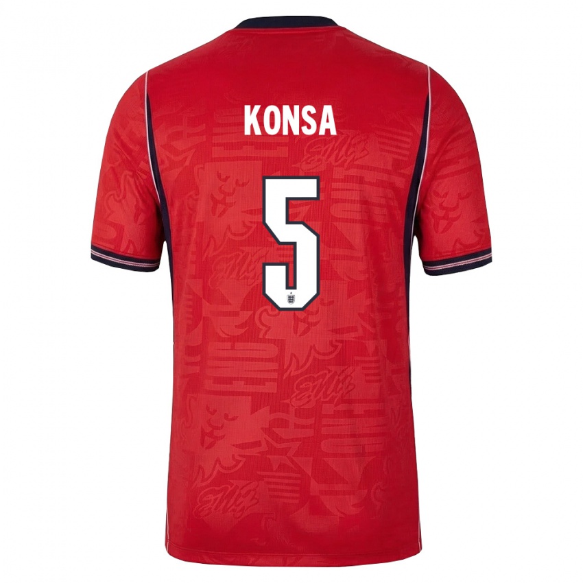 ילדים אנגליה עזרי קונסה #5 אדום כהה לבן הרחק ג'רזי 26-28 חולצה קצרה