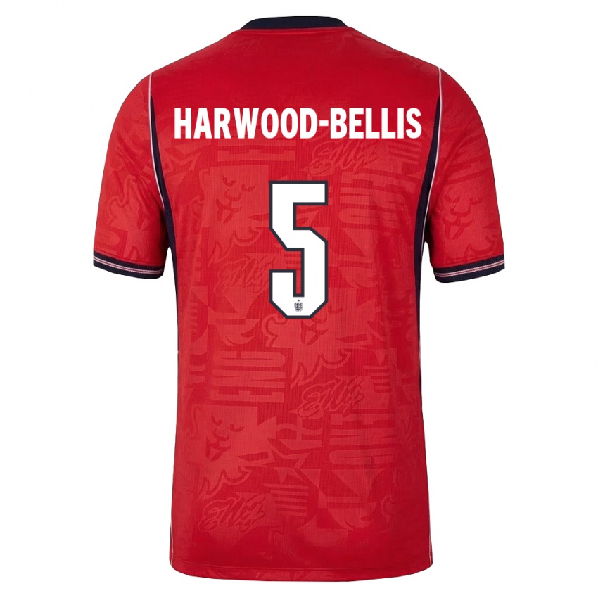 ילדים אנגליה טיילור הארווד-בליס #5 אדום כהה לבן הרחק ג'רזי 26-28 חולצה קצרה