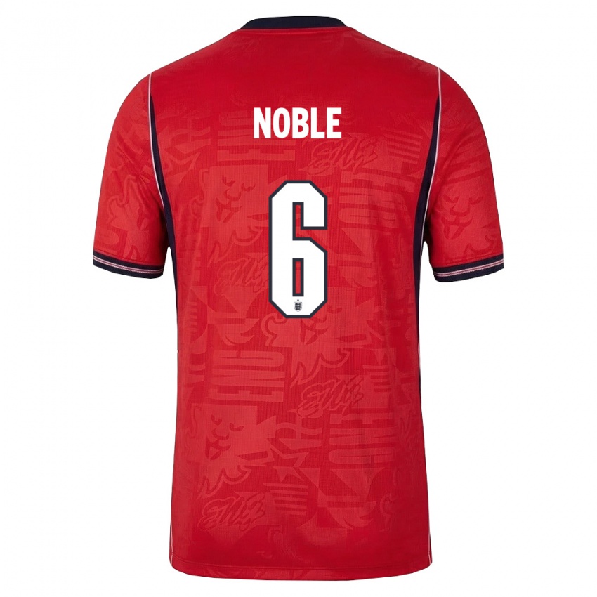 ילדים אנגליה קיאן בן נובל #6 אדום כהה לבן הרחק ג'רזי 26-28 חולצה קצרה