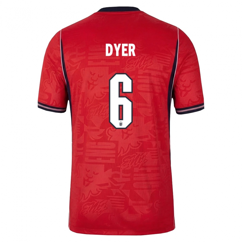 ילדים אנגליה קיאנו דייר #6 אדום כהה לבן הרחק ג'רזי 26-28 חולצה קצרה