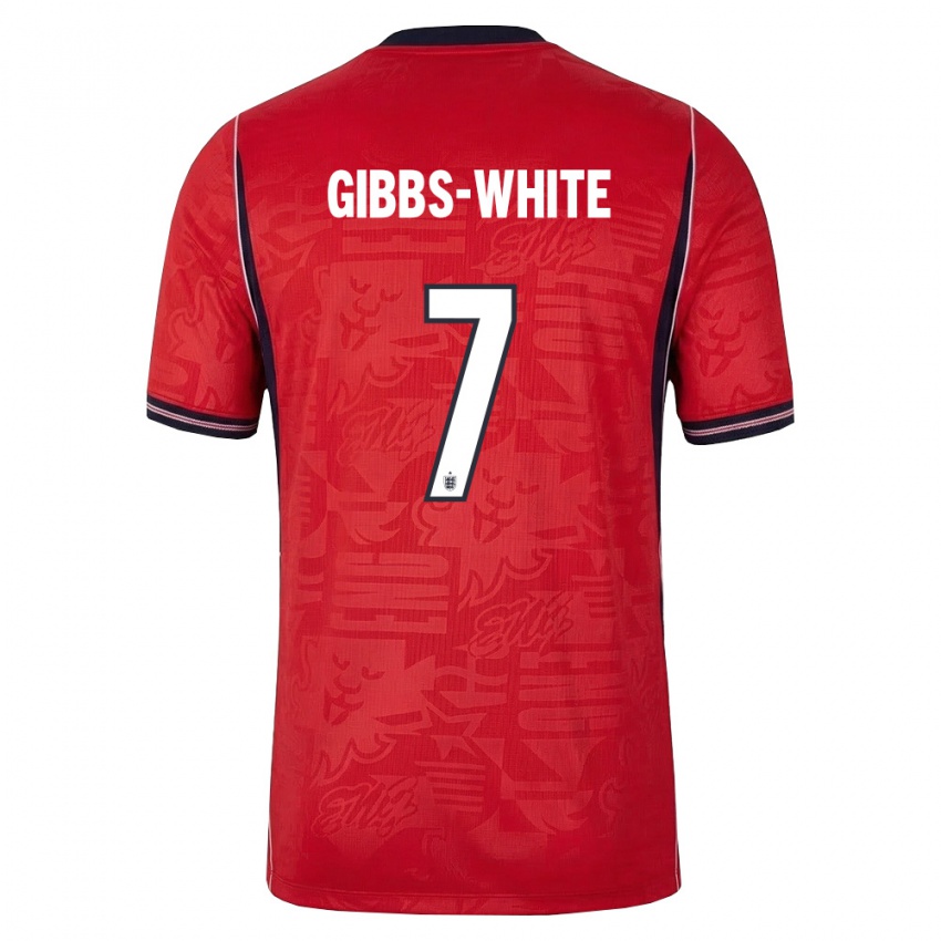 ילדים אנגליה מורגן גיבס #7 אדום כהה לבן הרחק ג'רזי 26-28 חולצה קצרה