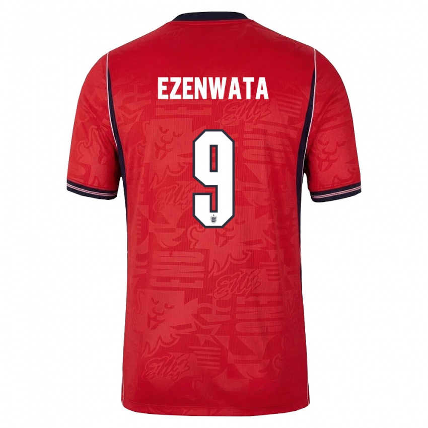ילדים אנגליה Chizaram Ezenwata #9 אדום כהה לבן הרחק ג'רזי 26-28 חולצה קצרה